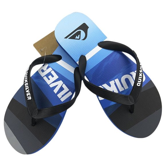 NWT QUIKSILVER AUTHENTIC MEN\'S BLUE BEACH WAVE THONG FLIP FLOPS SANDALS main image 2